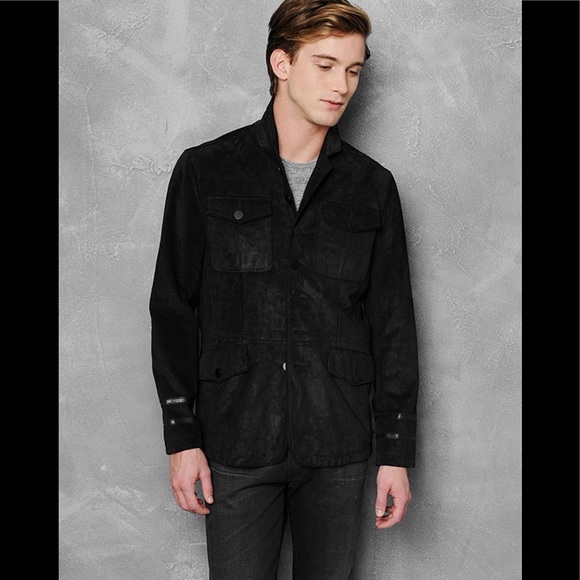 John Varvatos goat Suede Officer Jacket. Size Small. - Picture 2 of 9